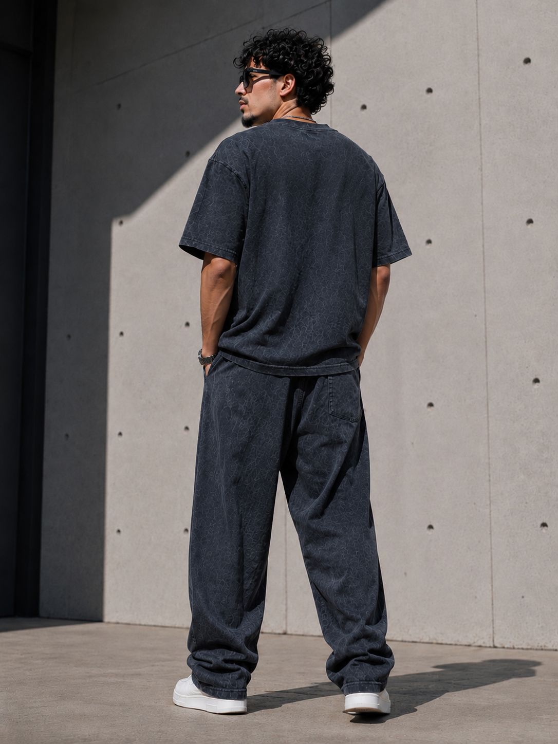 Gothic Acid Wash Boxy Tee & Trouser Set